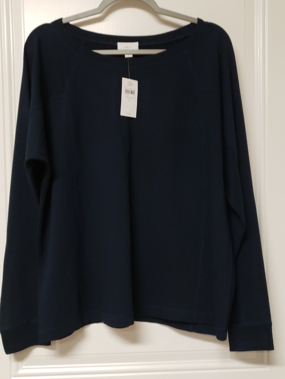 J. Jill Navy Crewneck Long-Sleeve Sweatshirt NWT Large